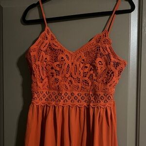 Elegant Orange Lace Dress